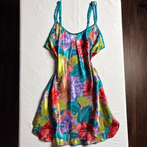 Inner Most Teal Tropical Satin Slip- M/L